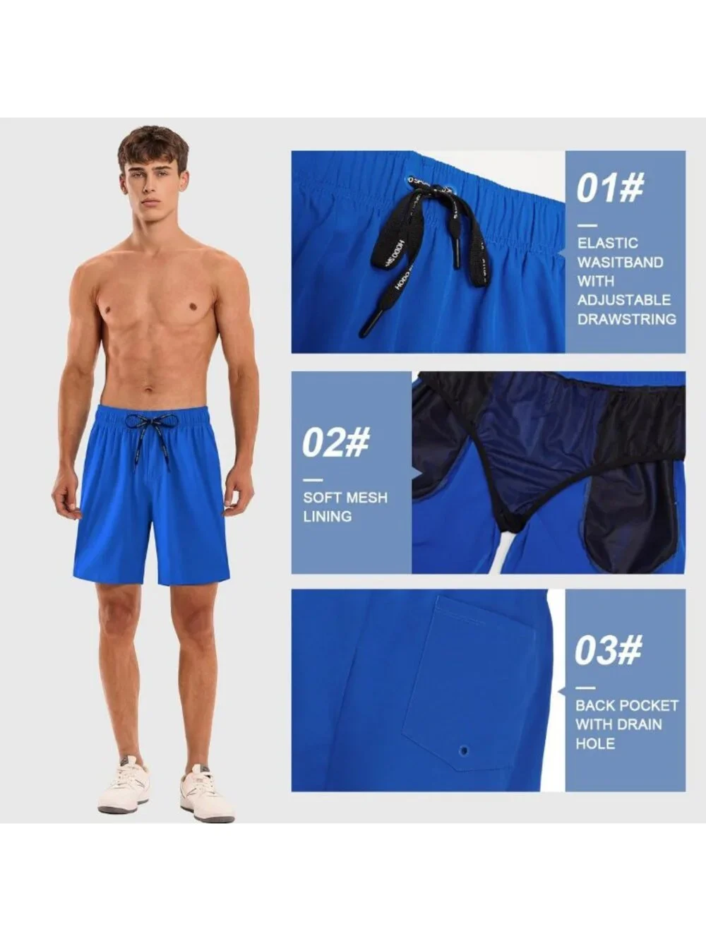 Quick Dry Men's Swim Trunks with Mesh Liner, 9